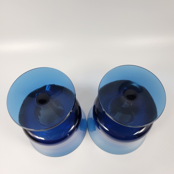 Denby Arabesque Blue Ice Champagne Tall Sherbet Glass Set Of 2 Milnor Sweden MCM - Picture 3 of 5